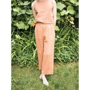 NWOT Seek Shelter Caramel Eva Scandi Minimal Linen Wide Leg Pants Size Medium